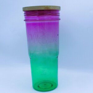 WaWa Sailor Breeze Reusable 24 Oz Gradient Tumbler With Bamboo Lid Pink & Green